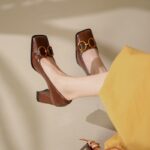 women's shoes temperament square head high heels thick heels - Image 2