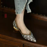 new color matching low thick heel scoop shoes - Image 2