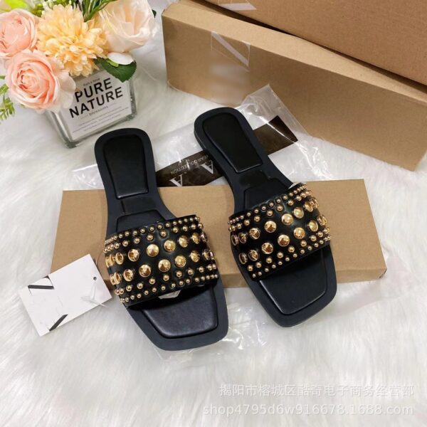 outdoor wear square head women's shoes slippers