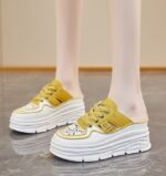 Shoes for women 2025 new thick-soled inner height-enhancing half-slippers