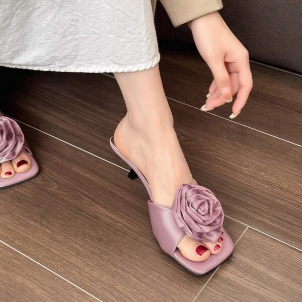new Korean style flower temperament sandals French style with skirt high heel slippers