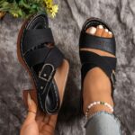 European and American hollow thick heel Roman sandals - Image 7