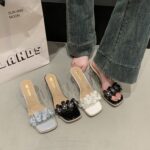 fairy style transparent flower one-strap high heels - Image 6