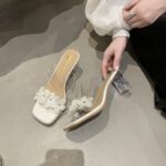 fairy style transparent flower one-strap high heels - Image 3
