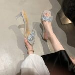 fairy style transparent flower one-strap high heels - Image 2