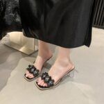 fairy style transparent flower one-strap high heels