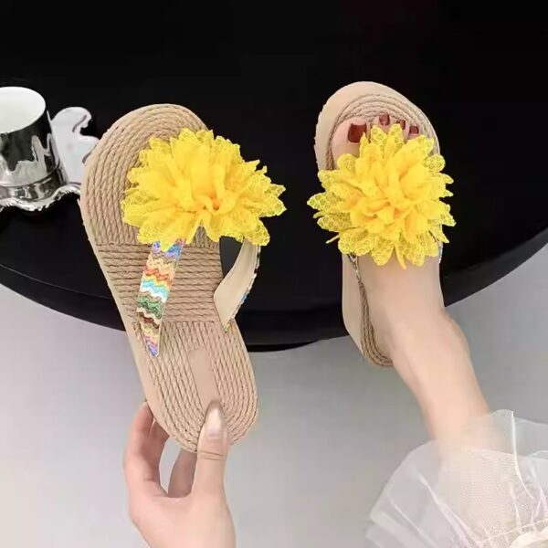 new fashion straw flower thick bottom pastoral holiday beach shoes
