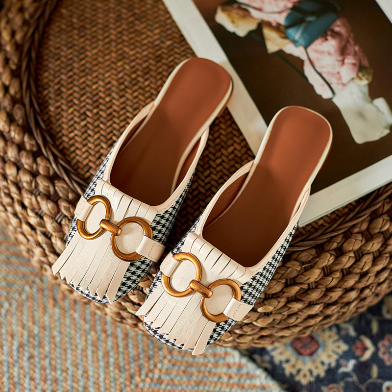 O1CN01avZRys1Zdta5x6dV1_!!2218553623218-0-cib French Style Horse Buckle Baotou Half Slippers 2025 - Image 1