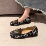 British women's square toe houndstooth pattern fabric metal buckle rhinestone boat shoes - Image 7