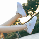 new versatile leather waterproof women's student butterfly sneakers lace-up Korean version versatile white shoes for women - Image 3