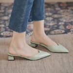 Simple Pointed Toe Square Heel Sandals Women's High Heel Strap Fashion Women's Shoes - Image 4