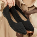 Women's summer solid color pointed flat shoes casual breathable ladies hollow cloth shoes French style no tired shoes - Image 2