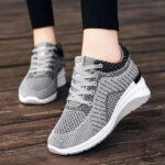 thick-soled height-increasing single shoes, shallow-mouth flying shoes, breathable mesh shoes