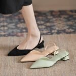 Simple Pointed Toe Square Heel Sandals Women's High Heel Strap Fashion Women's Shoes - Image 6