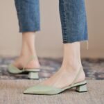Simple Pointed Toe Square Heel Sandals Women's High Heel Strap Fashion Women's Shoes - Image 8