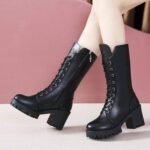 winter new style Martin boots women's British style thick heel thick bottom mid-tube short boots - Image 7