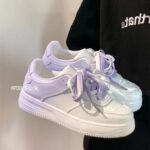 Gradient color white shoes for women