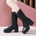 winter new style Martin boots women's British style thick heel thick bottom mid-tube short boots - Image 5