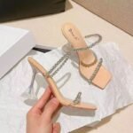 Transparent high heels for women new style fashion online celebrity stilettos one-strap sandals for outdoor wear rhinestone sandals - Image 9