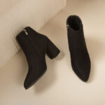 winter pointed toe thick heel Martin boots side zipper women's fashion - Image 8