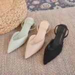Simple Pointed Toe Square Heel Sandals Women's High Heel Strap Fashion Women's Shoes - Image 2