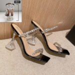 Transparent high heels for women new style fashion online celebrity stilettos one-strap sandals for outdoor wear rhinestone sandals - Image 6