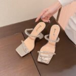 Transparent high heels for women new style fashion online celebrity stilettos one-strap sandals for outdoor wear rhinestone sandals - Image 11