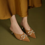 Chanel Style High Heels All-Match Women's Shoes Women's Half Slippers - Image 2