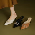 Chanel Style High Heels All-Match Women's Shoes Women's Half Slippers - Image 6