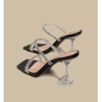 Transparent high heels for women new style fashion online celebrity stilettos one-strap sandals for outdoor wear rhinestone sandals - Image 8