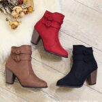 Boots for women 2025 European and American suede short barrel side zipper artificial short plush medium heel thick heel rubber pointed toe fashion boots - Image 9