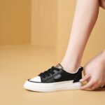 summer solid color heightened thin bottom shoes versatile leather surface wear-resistant versatile