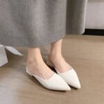 New style high-heeled slippers for spring and summer, thick-heeled, pointed-toe, half-slipper sandals for women - Image 2