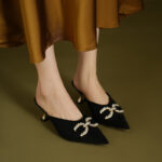 Chanel Style High Heels All-Match Women's Shoes Women's Half Slippers