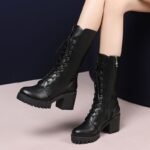 winter new style Martin boots women's British style thick heel thick bottom mid-tube short boots - Image 4