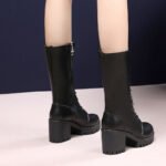 winter new style Martin boots women's British style thick heel thick bottom mid-tube short boots - Image 6