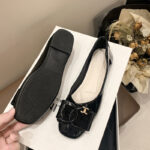 New Style Flat Black Small Fragrance Square Toe Shoes Patent Leather Shallow Mouth Shoes Soft Sole Plaid Bean Shoes - Image 6