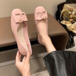 New Style Flat Black Small Fragrance Square Toe Shoes Patent Leather Shallow Mouth Shoes Soft Sole Plaid Bean Shoes - Image 2