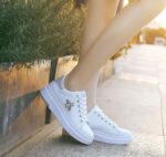 new versatile leather waterproof women's student butterfly sneakers lace-up Korean version versatile white shoes for women - Image 7