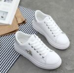 new versatile leather waterproof women's student butterfly sneakers lace-up Korean version versatile white shoes for women - Image 8