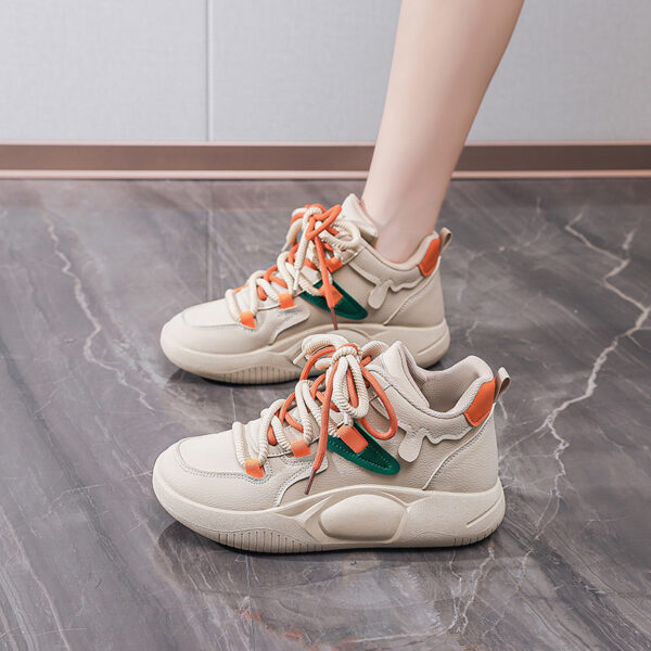 Korean style high-top white sneakers for women