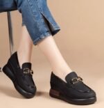 New Autumn Casual Slip-on Pants, Petite Women's Height Increasing White Shoes - Image 2