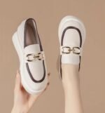 New Autumn Casual Slip-on Pants, Petite Women's Height Increasing White Shoes - Image 5