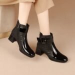 autumn new style, fleece-lined fashion boots, chunky heel short boots - Image 7