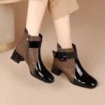 autumn new style, fleece-lined fashion boots, chunky heel short boots - Image 5