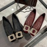Rhinestone Square Buckle Fashion Bean Shoes One-Leg Soft Sole Women's Shoes - Image 4