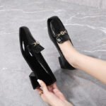 Thick Heel Shallow Mouth Four-Season Loafers Women's Single Shoes - Image 2