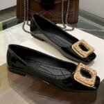 Rhinestone Square Buckle Fashion Bean Shoes One-Leg Soft Sole Women's Shoes - Image 2