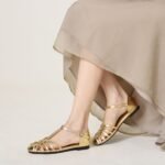 Woven Hollow Flat Toe-Cap Sandals for Women, Summer Outerwear,