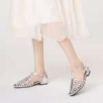 Women's Summer Outer Wear Flats-Bottomed Toe Hollow Woven Pig Cage Shoes for Women